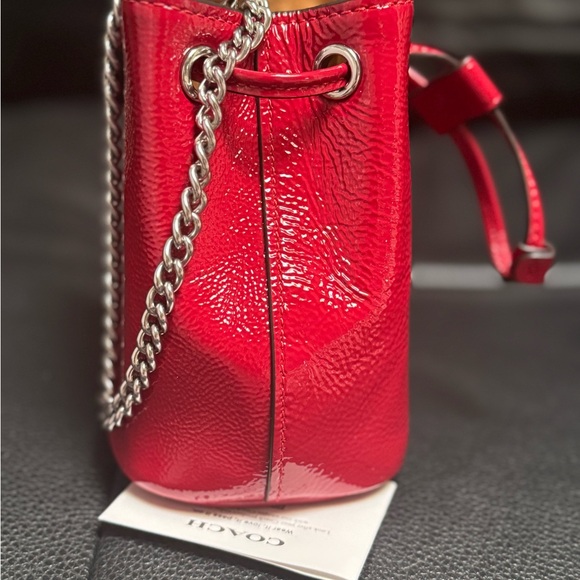 Coach Patent leather Drawstring Wristlet In Red New CZ018 - Picture 8 of 12